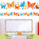 Juome Butterfly Bulletin Board Borders, 63ft Border Trim for School Bulletin Boards, Classroom Decor, Desks, Locker Displays, Wall Decals Border, Home Decorations