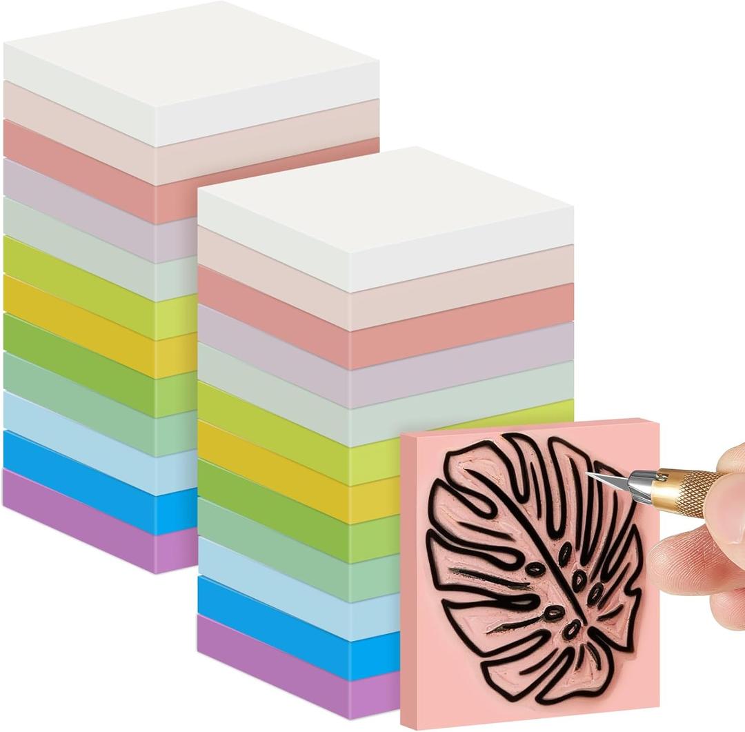 Frienda 24 Pcs 2" x 2" Rubber Carving Blocks Linoleum Blocks for Printmaking, Stamp Making, DIY Crafting, Scrapbook, Painting, Soft and Easy to Carve (Multicolor)