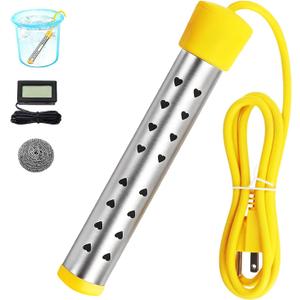 Immersion Water Heater Electric, Portable Bucket Heater with 304 Stainless Steel,Submersible Water Heater Heats up 5 Gallons of Water in Minutes for Home, Camping, and Outdoor Use