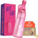 air up water bottle (22 oz) for school, sports, gym | includes 5 scent pods & straw | flavored bottle in hot pink  also for kids, boys, girls | no calories, sugar-free and suitable for carbonation