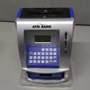 Toy Talking ATM Bank ATM Machine Savings Bank for Kids –Works like a Real one- Deposit, Withdraw, Debit Card, Saving Target, Timer and Clock - Blue
