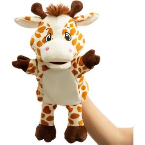 HollyHOME Animal Puppets Giraffe Hand Puppets Toys Sika Zoo Animal Puppets 14 Inches Tan