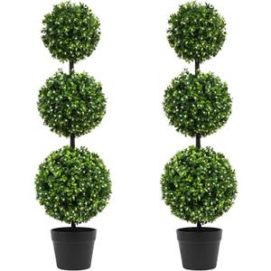 3FT Artificial Boxwood Topiary Tree in Pot,2 Pack Faux Topiary Trees for Front Door Porch Home Living Room Garden,Fake Outdoor Plant Boxwood Ball for Indoor&Outdoor