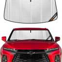 Windshield Sun Shade for Chevrolet Blazer 2019-2025. Full Coverage Rearview Mirror Shade for Ultimate Protection (Upgrade Shiny Silver)