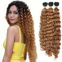 Deep Curly Weave Human Hair Deep Wave Human Hair Bundles 20 22 24 Inch 100% Unprocessed Brazilian Virgin Hair 3 Bundles Real Human hair Deep Wave Bundles T30#)