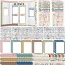 Skyygemm 92 Pcs Science Fair Board Supplies 60 Trim Scalloped Poster Boards 18 Presentation Subtitles 6 Self Adhesive Project Titles 8 Letter Sticker for Classroom Display(Boho)