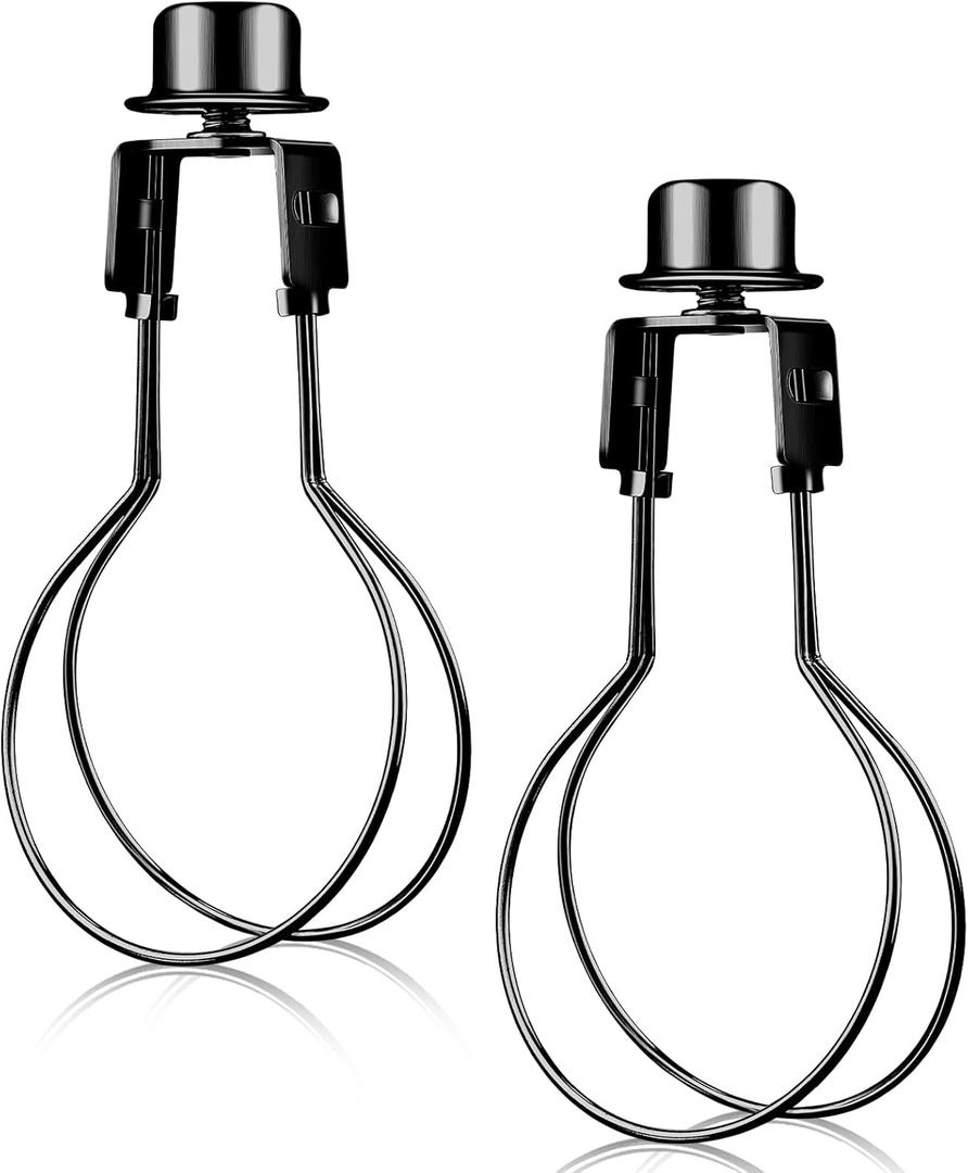 Honoson 2 Pcs Bulb Lamp Shade Light Bulb Clip Adapter Includes Finial and Lampshade Levellers for Replacement (Black)
