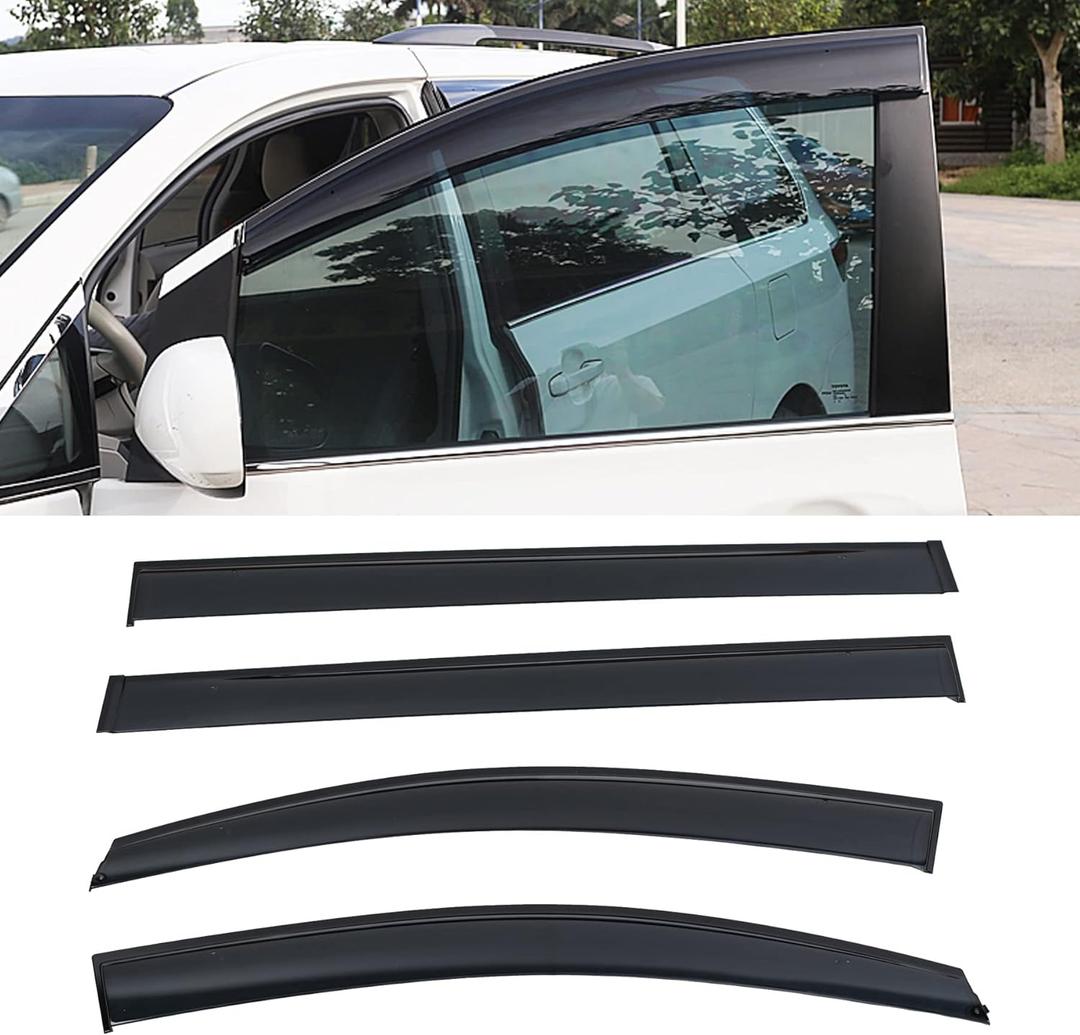 4pcs JDM Smoke Tint Window Visors Compatible with 2011-2020 Toyota Sienna Outside Mount Tape On/Clip On Style PVC Sun/Rain Guard Vent