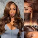 Chocolate Brown Body Wave 5X5 HD Lace Frontal Closure Wig Curly Wave Human Hair Wigs Pre Plucked Unprocessed Virgin Hair 200% Density 20 Inch For Black Women