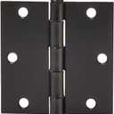 Amazon Basics Interior Door Hinges, Square, 3.5 x 3.5 Inch, Matte Black, Pack of 12