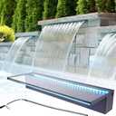 SUMGREEN APP Control Acrylic Waterfall Spillway Pond Fountain with Multi-Color LED Lights - Sheer Descent Pool Fountain for Garden, Koi Pond, and Swimming Pool Decor (36 Inch)
