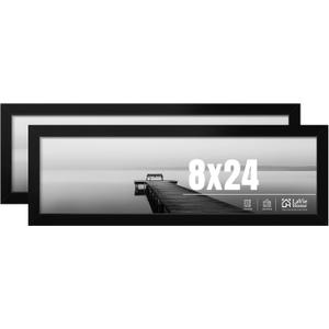 LaVie Home 8x24 Picture Frame 2 pack, Display Pictures 8 x 24 Panoramic Frame, 8x24 Black Photo Frame with HD Plexiglass, Display Frame for Vertical or Horizontal, Classic Collection