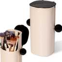 2026 Upgraded Automatic-Lift Makeup Brush Holder, Makeup Organizer with Dustproof & Leakproof Design, Four-slot Make up Brushes Cup for Eyebrow Pencil, Nail Polish, Lip Gloss