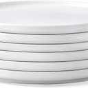 AmorArc Stoneware Dinner Plates Set of 6, 10.5 Inch Reactive Matte Glaze Ceramic Plates Set, Modern Dinnerware Dish set for Kitchen,Microwave, Dishwasher Safe, Scratch Resistant,Matte White