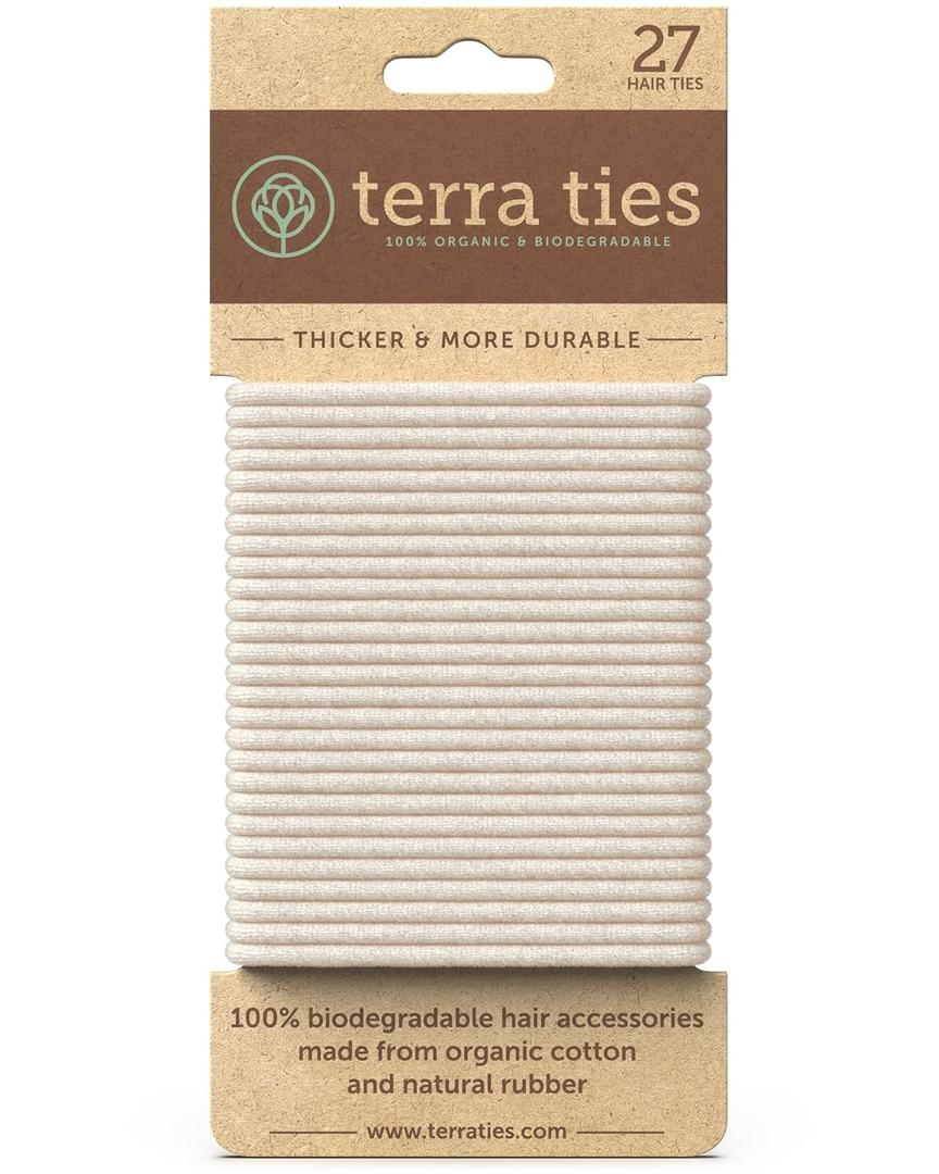 BIODEGRADABLE Elastic Hair Ties for Women & Men - Organic No Crease Blonde Hair Tie Ponytail Holders and Hairties for Buns - Plastic Free Hairbands for Women and Mens Hair - 5mm (27 count)