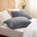 BEDELITE Flannel Pillow Cases Queen Size Set of 2, Super Soft Fleece Pillowcases with Zipper for Bedroom, Sofa, Couch,Luxury Cozy Fuzzy Velvet Pillow Shams for All Seasons(20x30 Inches,Gray)