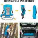 Portable Folding Beach Chair for Adults Set of 2 - Lightweight Low Back Sling Chair with Cup Holder & Storage Pocket, 300lbs Capacity Camping Chair for Outdoor Lawn (Blue)