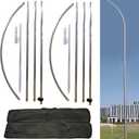 2 Packs Flag Pole Kit with Heavy Duty Ground Stake for Feather Flag Packed by Portable Durable Travel Bag,12 Feet Complete Swooper Flag Pole Kit for Business Advertising Flags Outdoor