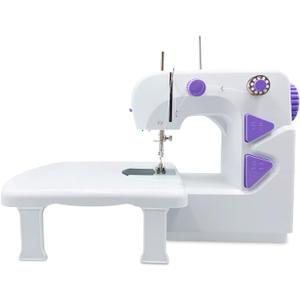 Mini Sewing Machine for Beginners, Dual Speed Easy Automatic Sewing Machine with Expansion Table, Sewing Tool and Needle Shield Suitable for Family and Travel (White)
