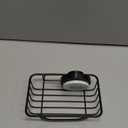 LEVERLOC Soap Holder Dish with Hooks for Shower, Bar Suction Cup Soap Tray Wall Mounted, Rustproof Stainless Steel Sponge Holder Caddy for Bathroom Bathtub Kitchen Sink, Black (1 Tier)