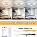 24" Bladeless Ceiling Fans with Lights and Remote, Low Profile Enclosed Ceiling Fan with 6 Wind Speed, 3 CCT(3000K-6000K) Dimmable LED Flush Mount Fandelier for Bedroom Kitchen Living Room