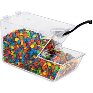 Candy Bin Topping Dispenser - Acrylic Bulk Sprinkle Container with Scoop, Stackable & Magnetic for Multiple Holders - For Cereal, Nuts, Candies & Snack Food Storage (1)