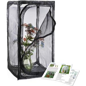 30" Heavy Duty Monarch Butterfly Habitat, Outdoor Collapsible Insect Mesh Cage Terrarium Pop-up with Zipper Protection