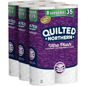 Quilted Northern Ultra Plush Toilet Paper, 24 Supreme Rolls = 105 Regular Rolls, 3-ply Bath Tissue