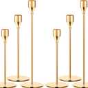 Metal Gold Taper Candle Holder for Wedding, Dinning, Party, Fits 3/4 inch Thick Candle&Led Candles (Set of 6 Pcs)