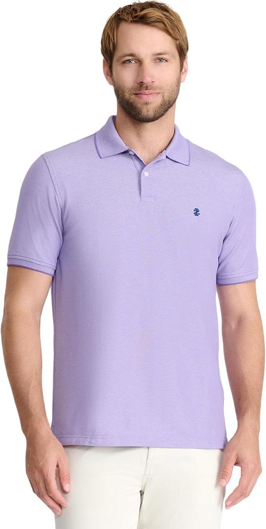 Izod Men's Advantage Performance Short Sleeve Fashion Polo Shirt (Purple, S)