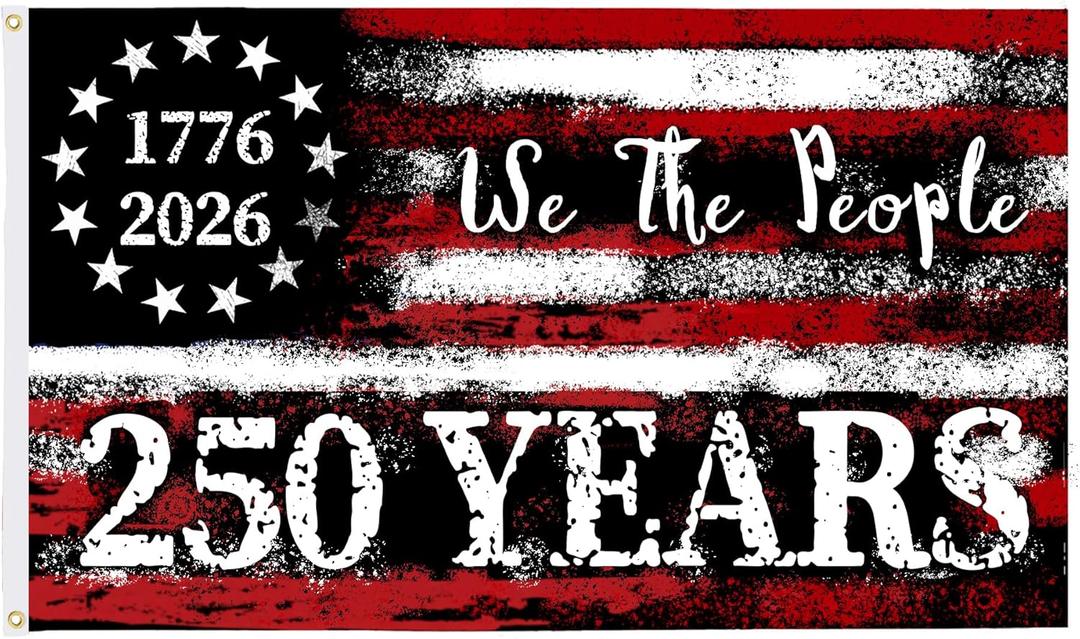 America's 250th Anniversary Flag, 3 Ply Year American Anniversary Flag- Double Sided, 3x5 Ft, 250 Years Birthday Patriotic Decor for Outdoor, Front Door, Porch, Wall (A2)