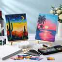 Cholemy 36 Pcs Paint and Sip Kit for Adults 8''x10'' Pre Drawn Canvas for Painting DIY Afro Acrylic Painting Kit Wood Easel Brushes Date Night Bulk for Mother's Day Party Gifts