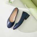 Hash Bubbie Women's Loafers Slip On Shoes Chunky Low Block Heels Closed Toe Pumps Office & Wedding Comfortable Dress Shoes (Navy, US10)