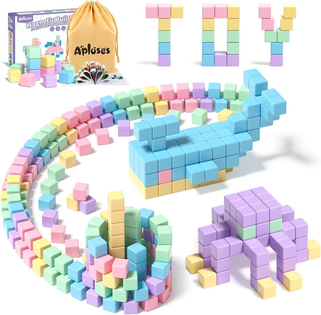 Apluses 32pcs Magnetic Blocks Building Cubes for Toddlers, Classroom Must Haves Creative Learning Kids Gifts, Preschool Montessori Sensory Autism Magnet Toys for Boys and Girls Ages 3 4 5 6