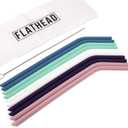 Premium Bent Silicone Reusable Straws, Set of 10 with Cleaning Brush - Flexible, Long, Colorful, Bendy Reusable Straws for 20oz to 32oz Tumblers and Smoothie Cups - Dishwasher Safe and Easy to Clean (Bent (8 mm))