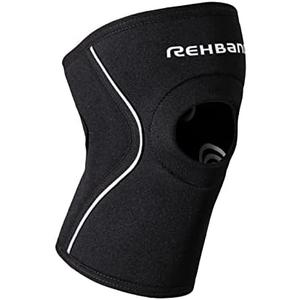 Rehband Open Patella Knee Brace 5mm Neoprene, Supportive Knee Sleeve with Patella Support, Knee Protection for Strength Training, Jogging & Fitness, Colour:Black, Size:Medium