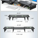 Zimilar Dual Monitor Stand Riser, Monitor Stand with Adjustable Length and Angle, Wood Monitor Stand for Desk, Monitor Riser for 2 Monitors with Storage Space