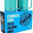 Amazon.com | Insulated Mug with Handle and Lid - Stainless Steel Vacuum Coffee Cup, Set of 2, 20 oz - Large Double Wall Coffee or Tea Cup, Thermal Camping Mug Keeps Drinks Hot, That Keeps Beer Cold: Coffee Cups & Mugs