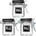 Airtight Glass Storage Jar Set of 3-1.5oz, 2.5 Inches WE, NU, KU