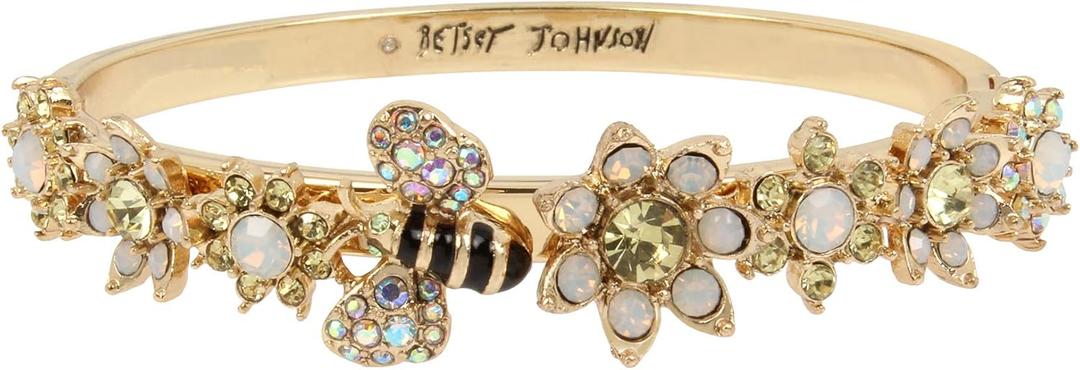 Betsey Johnson Women's Motif Bangle Bracelet (One Size, Yellow/Bumble Bee)