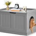 Pet Republic Hidden Cat Litter Box Enclosure - Cat Litter Box Furniture Table Nightstand (Grey)