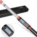 Leolee 3/8-Inch Drive Digital Torque Wrench with Angle, 5-99.5 Ft-Lb/6.8-135 Nm, Electronic Torque Wrench with Preset Value, LED Flash Notification for Bike Motorcycle Car