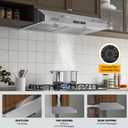 Empava Ductless/Ducted Range Hood Under Cabinet 30 Inch, Touch Control, Timer & Clock Setting, 300 CFM 3-Speeds, Plug in, Stainless Steel
