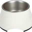Dogit Elevated Dog Bowl, Stainless Steel Dog Food and Water Bowl for Small Dogs, White, 73745
