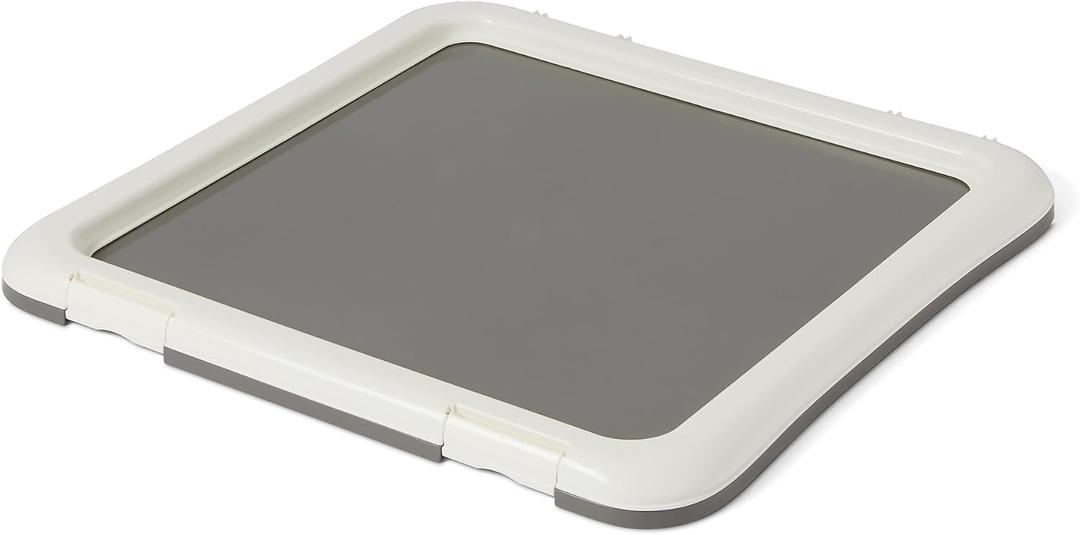 Amazon Basics Dog Training Pad Holder with Secured Latches, Extra Thick and Non-Slip Base, Recycled Plastic, 24 inch, Small, White and Charcoal