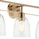Kichler Meller 24.25 Inch 3 Light Vanity Light with Clear Glass Shades in Champagne Bronze for Bathroom or Powder Room, (24.25" W x 11.25" H x 7" D) 55102CPZ