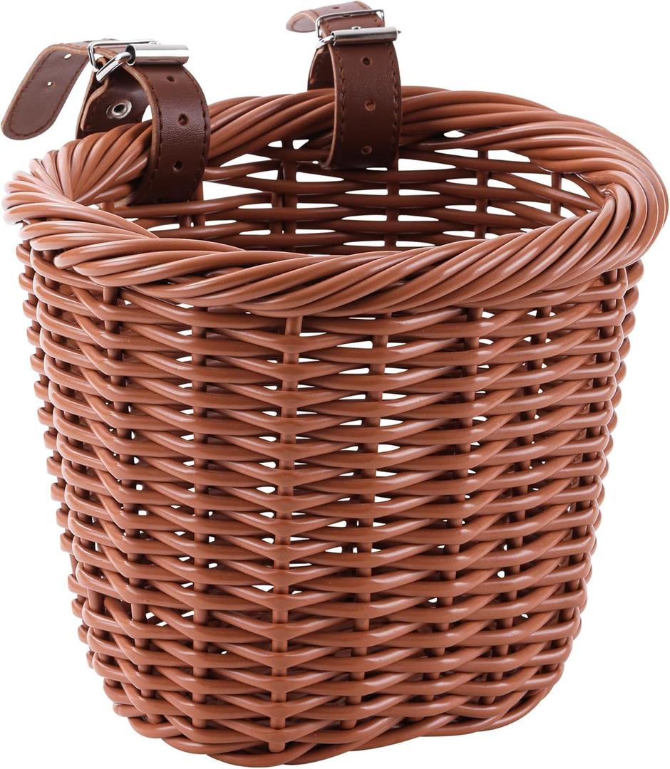 Kids Bike Basket Wicker Woven Front Bicycle Basket for Boys Girls Mini Handlebar Basket for Kids Bike or Scooter