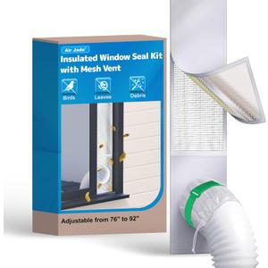 Air Jade Portable Air Conditioner Sliding Door Vent Kit, Insulated Sliding Door AC Vent Kit with Mesh Vent, Adjustable Door Seal Kit from 76" to 92", Fits 4", 5" and 5.9" Duct & Hose, with Leaf Guard