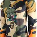 SCREENSHOT-F11076 Mens Urban Hip Hop Fleece Pullover Top - I-Screen Cone Cartoon Animatin Camo Crew Neck Streetwear Sweatshirt-Olive-Medium