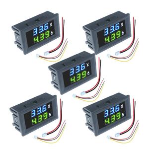 diymore 5PCS 0.28" Volt Amp Meter Digital Voltmeter Ammeter DC 100V 10A Waterproof Dual Display Current Voltage Meter Mini Ammeter Voltmeter 3 Bits Dual LED Display Panel(Blue-Green)